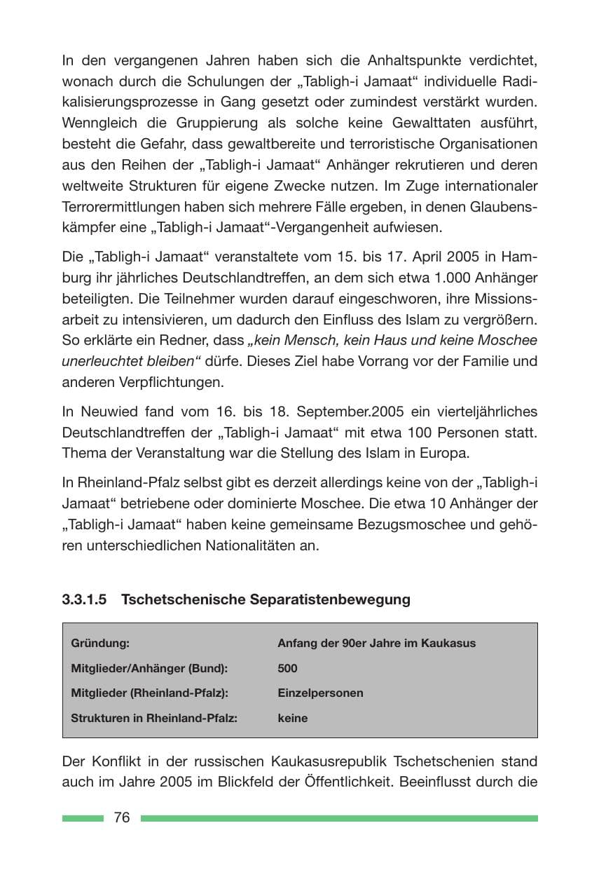 Seite 78 des Verfassungsschutzbericht 2005 Rheinland-Pfalz
