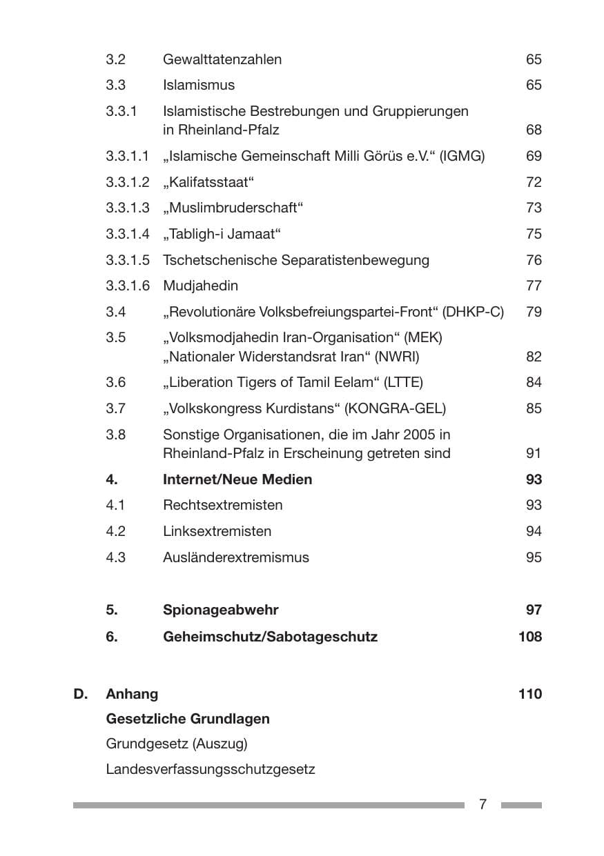 Seite 9 des Verfassungsschutzbericht 2005 Rheinland-Pfalz