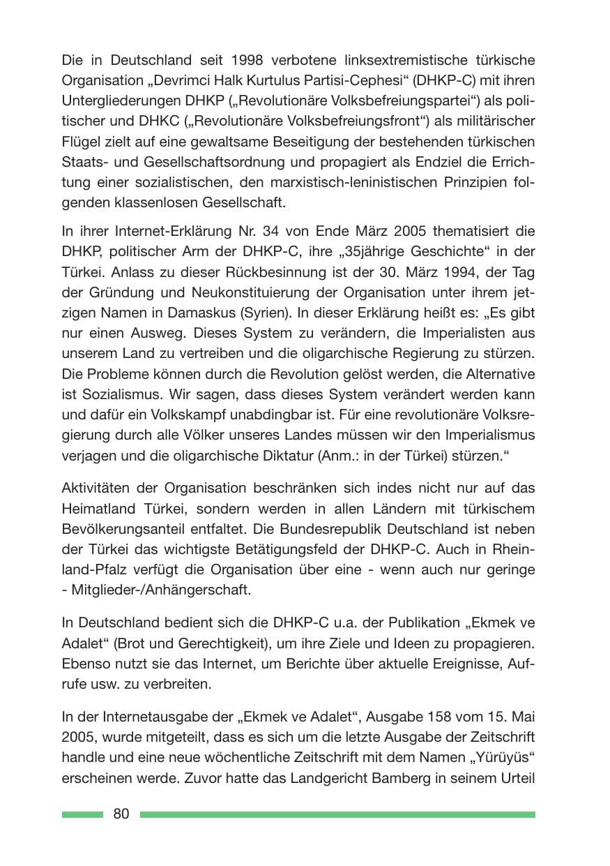 Seite 82 des Verfassungsschutzbericht 2005 Rheinland-Pfalz