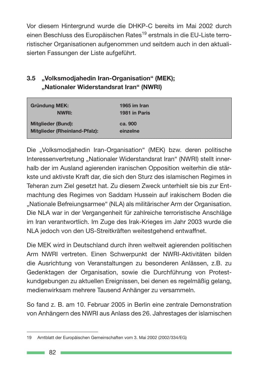 Seite 84 des Verfassungsschutzbericht 2005 Rheinland-Pfalz