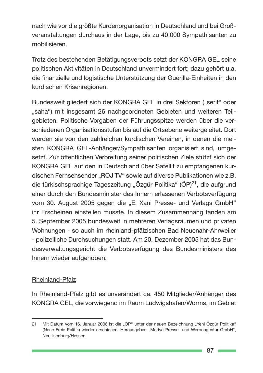 Seite 89 des Verfassungsschutzbericht 2005 Rheinland-Pfalz