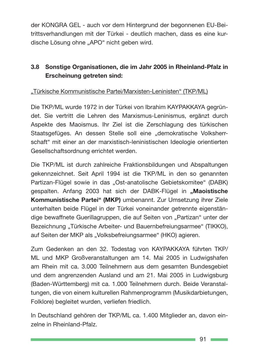 Seite 93 des Verfassungsschutzbericht 2005 Rheinland-Pfalz