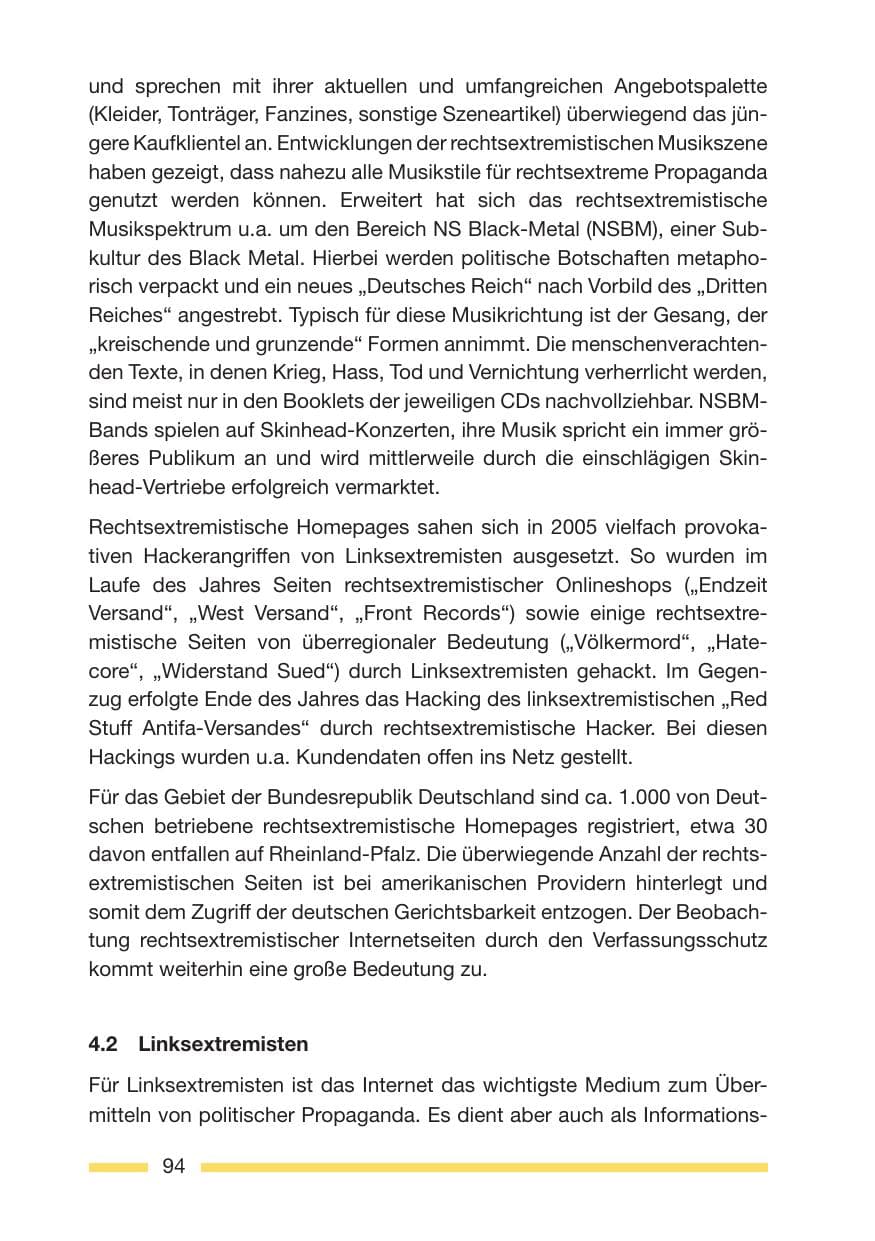 Seite 96 des Verfassungsschutzbericht 2005 Rheinland-Pfalz