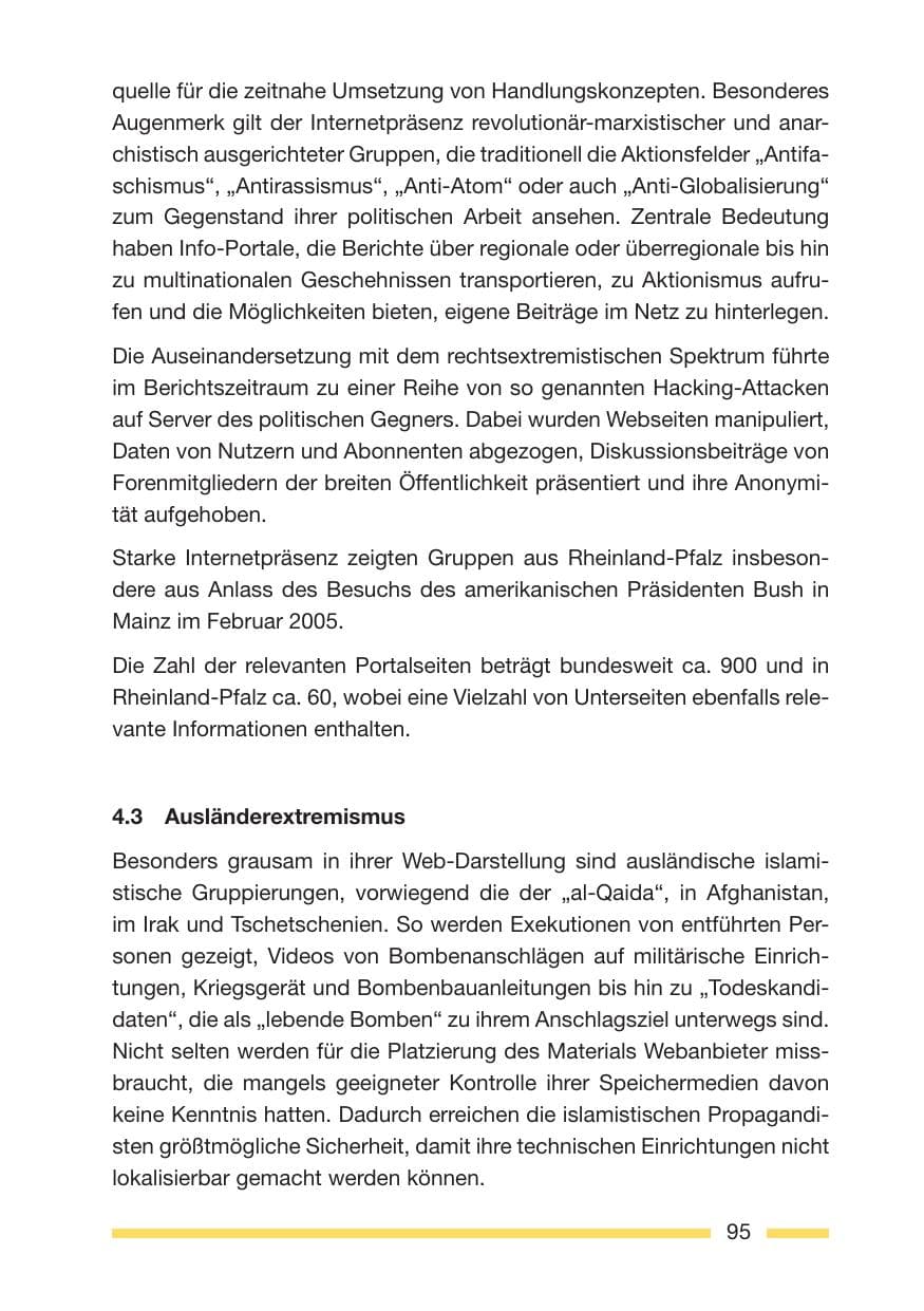 Seite 97 des Verfassungsschutzbericht 2005 Rheinland-Pfalz