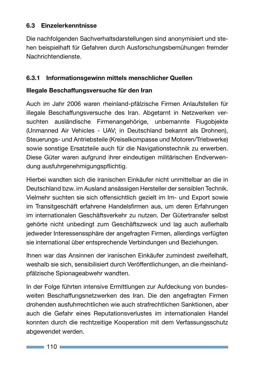 Seite 110 des Verfassungsschutzbericht 2006 Rheinland-Pfalz