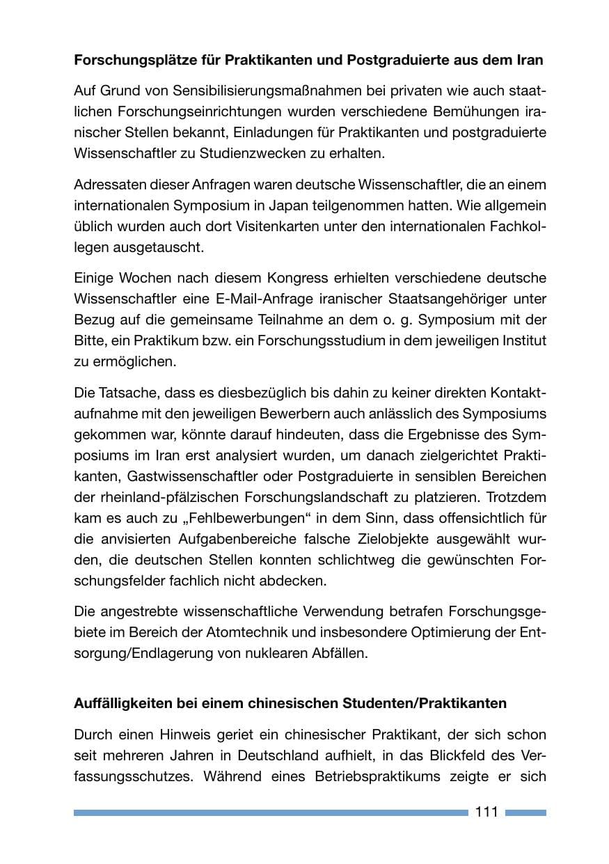 Seite 111 des Verfassungsschutzbericht 2006 Rheinland-Pfalz
