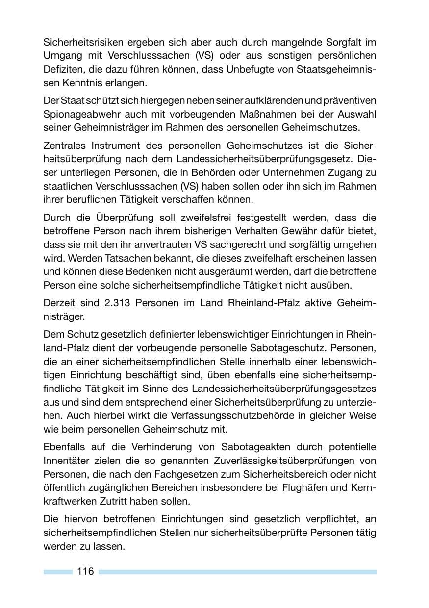 Seite 116 des Verfassungsschutzbericht 2006 Rheinland-Pfalz