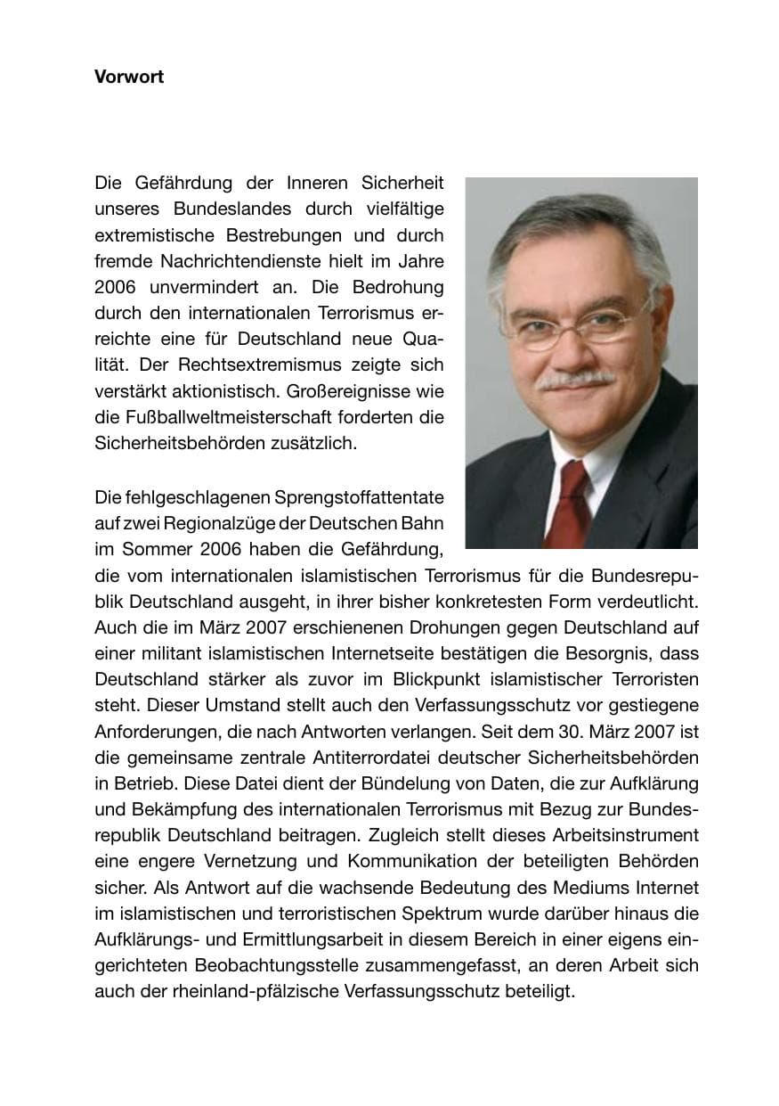 Seite 3 des Verfassungsschutzbericht 2006 Rheinland-Pfalz