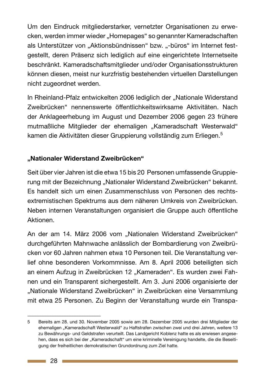 Seite 28 des Verfassungsschutzbericht 2006 Rheinland-Pfalz