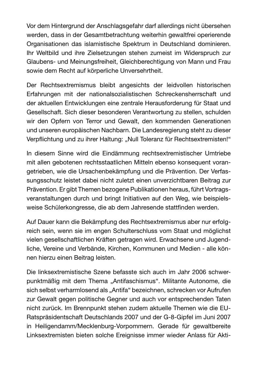 Seite 4 des Verfassungsschutzbericht 2006 Rheinland-Pfalz