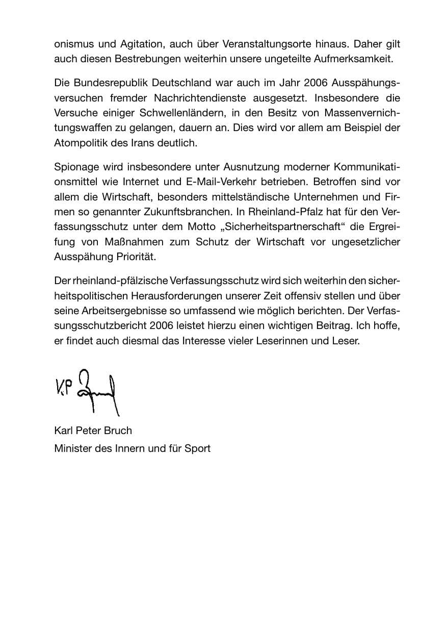 Seite 5 des Verfassungsschutzbericht 2006 Rheinland-Pfalz