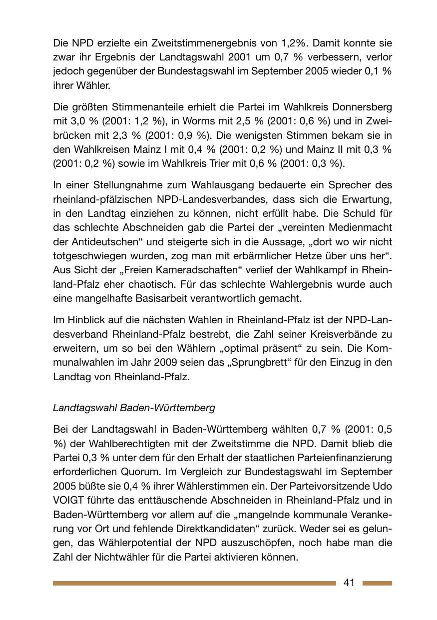 Seite 41 des Verfassungsschutzbericht 2006 Rheinland-Pfalz