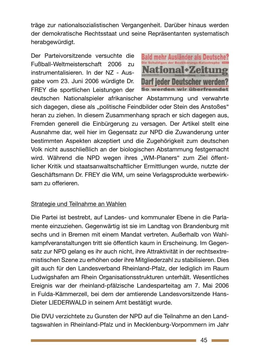 Seite 45 des Verfassungsschutzbericht 2006 Rheinland-Pfalz