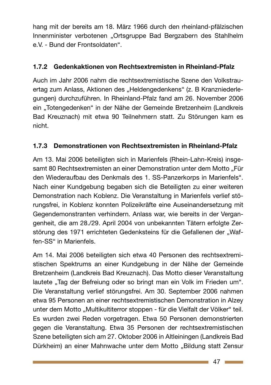 Seite 47 des Verfassungsschutzbericht 2006 Rheinland-Pfalz