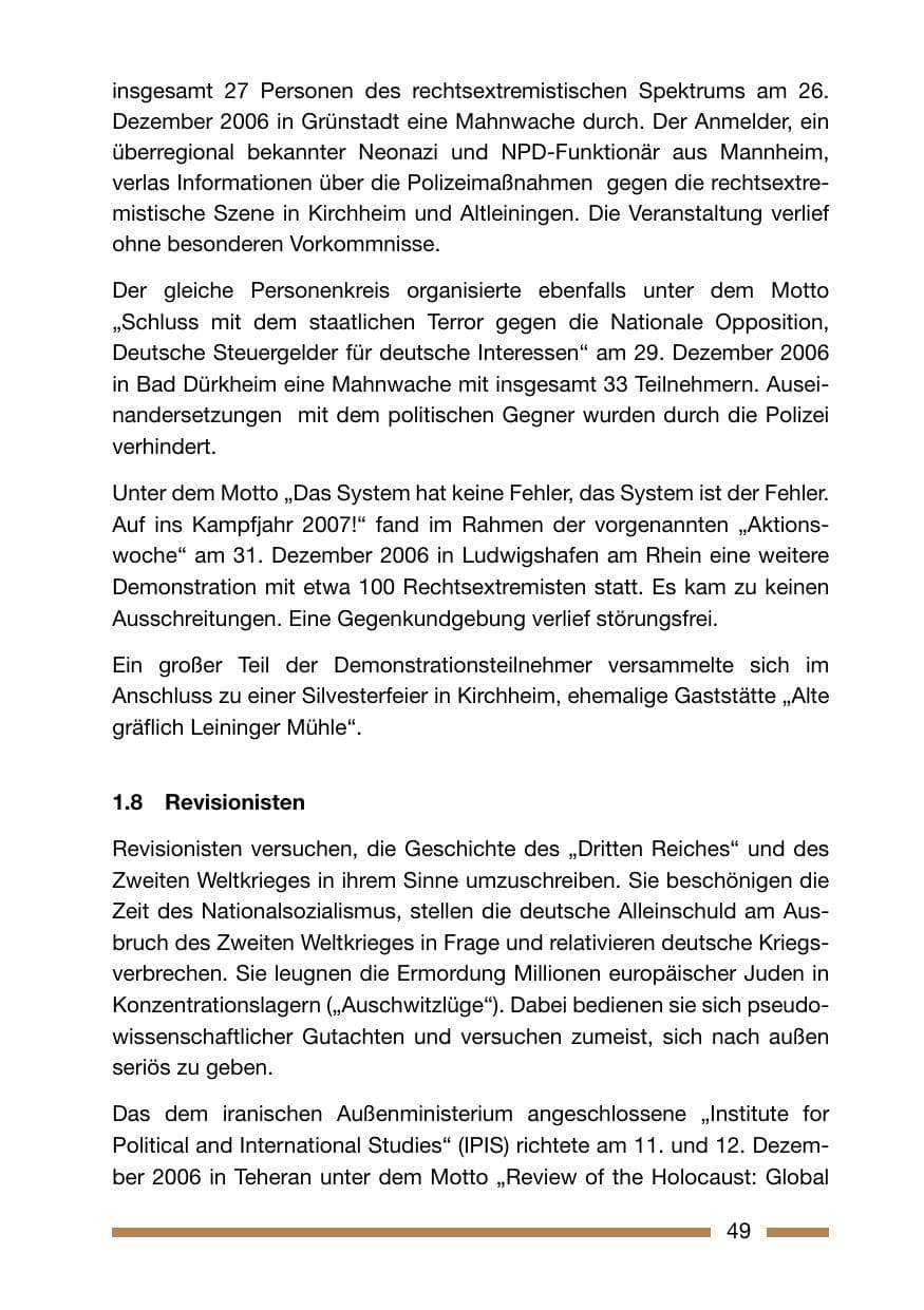 Seite 49 des Verfassungsschutzbericht 2006 Rheinland-Pfalz
