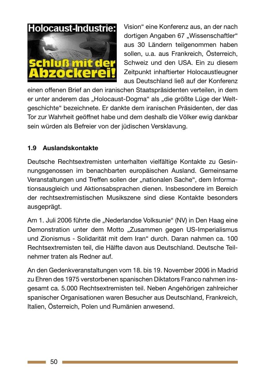 Seite 50 des Verfassungsschutzbericht 2006 Rheinland-Pfalz