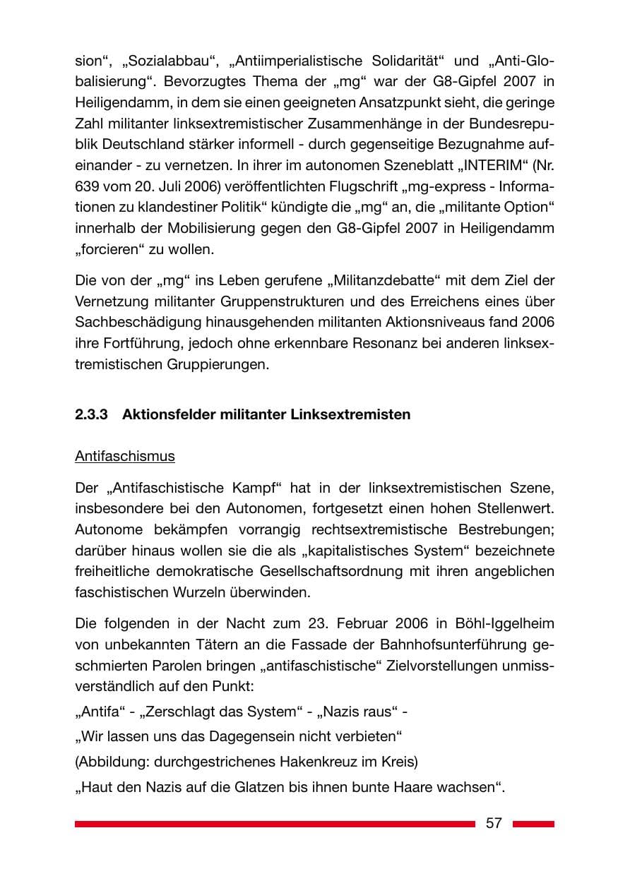 Seite 57 des Verfassungsschutzbericht 2006 Rheinland-Pfalz