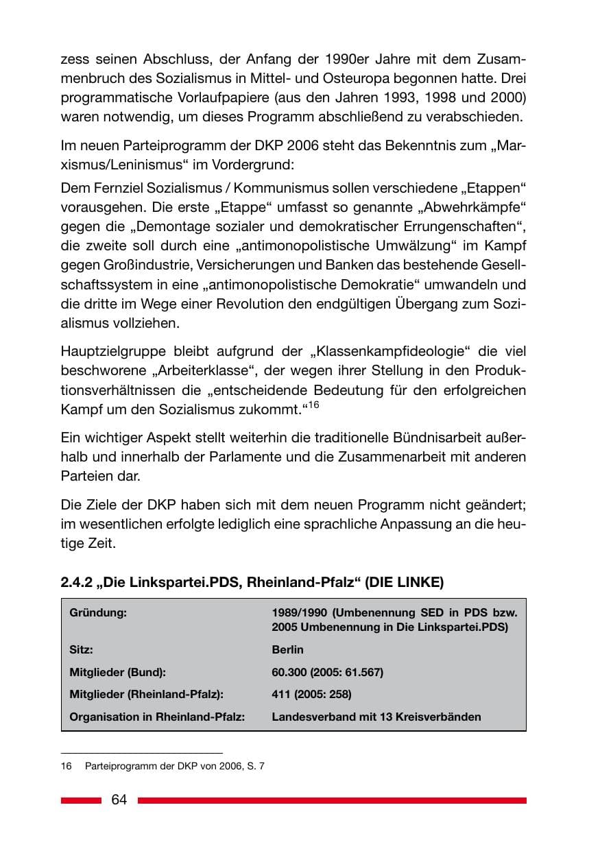 Seite 64 des Verfassungsschutzbericht 2006 Rheinland-Pfalz