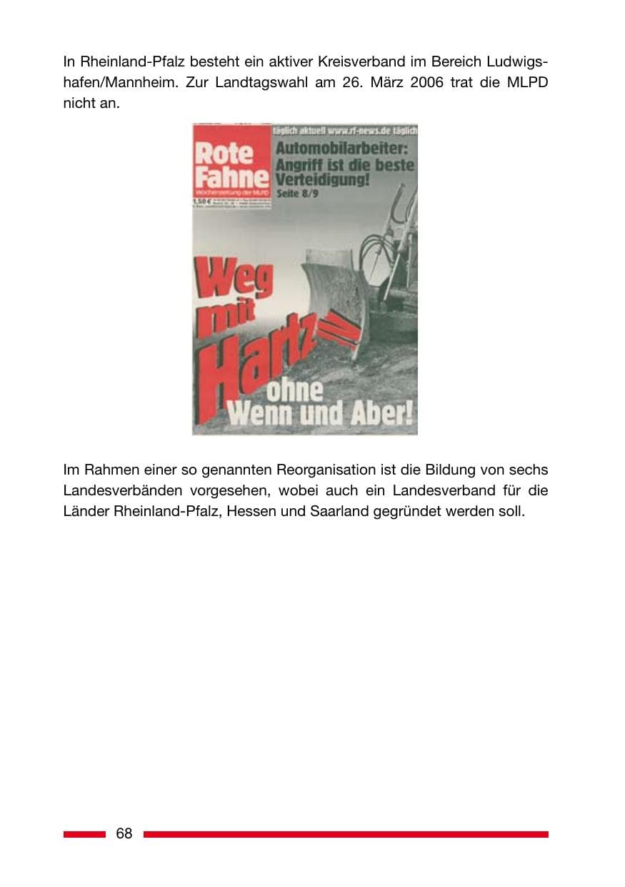 Seite 68 des Verfassungsschutzbericht 2006 Rheinland-Pfalz