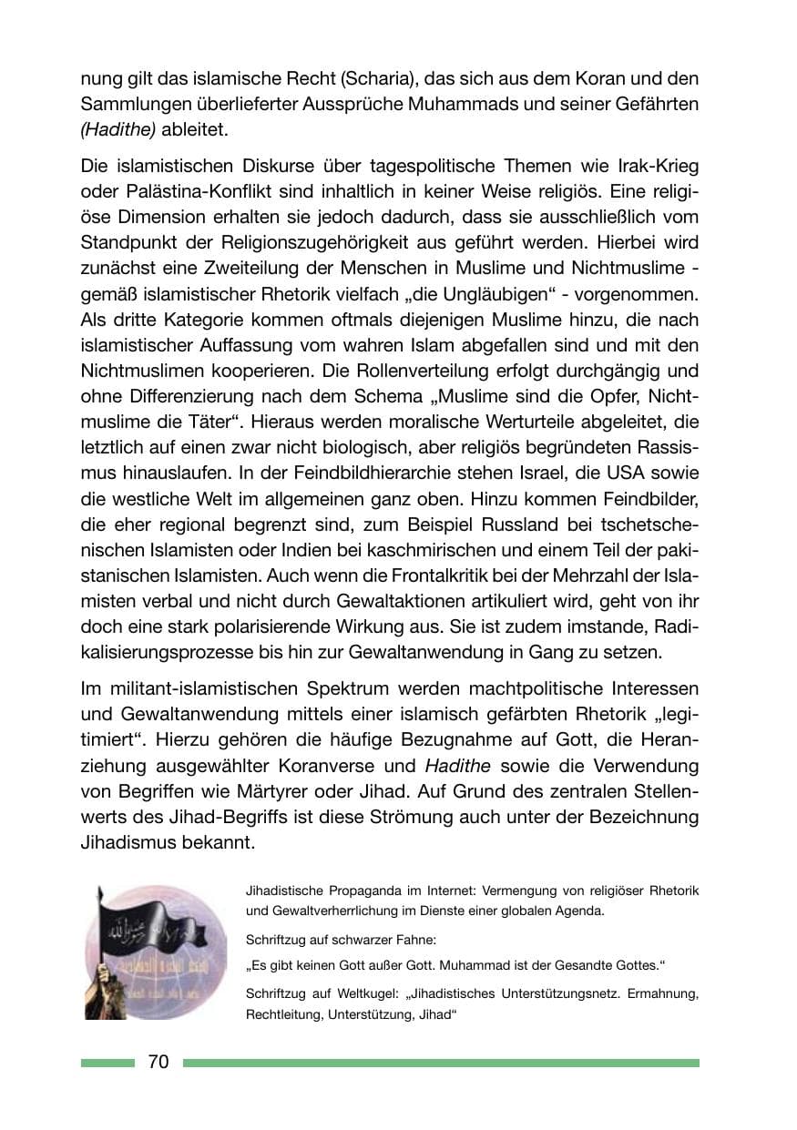 Seite 70 des Verfassungsschutzbericht 2006 Rheinland-Pfalz