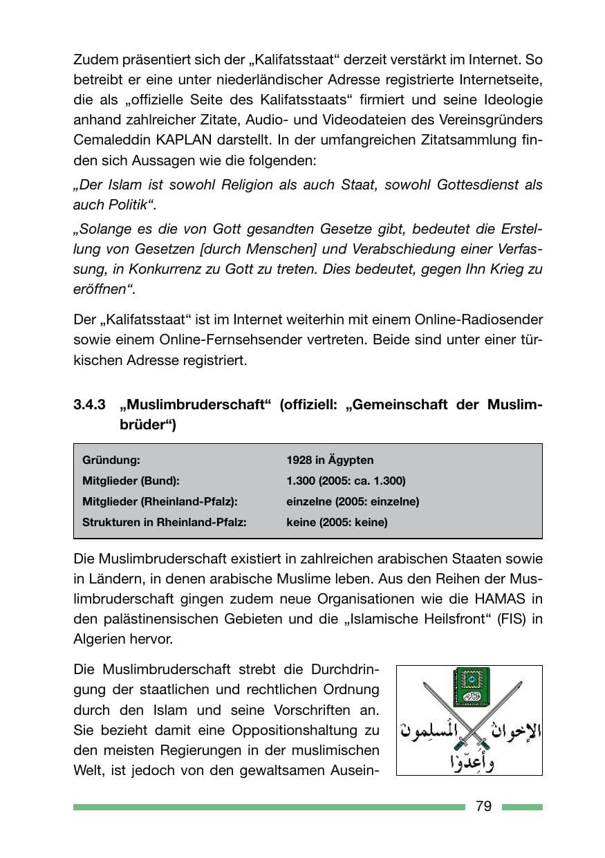 Seite 79 des Verfassungsschutzbericht 2006 Rheinland-Pfalz