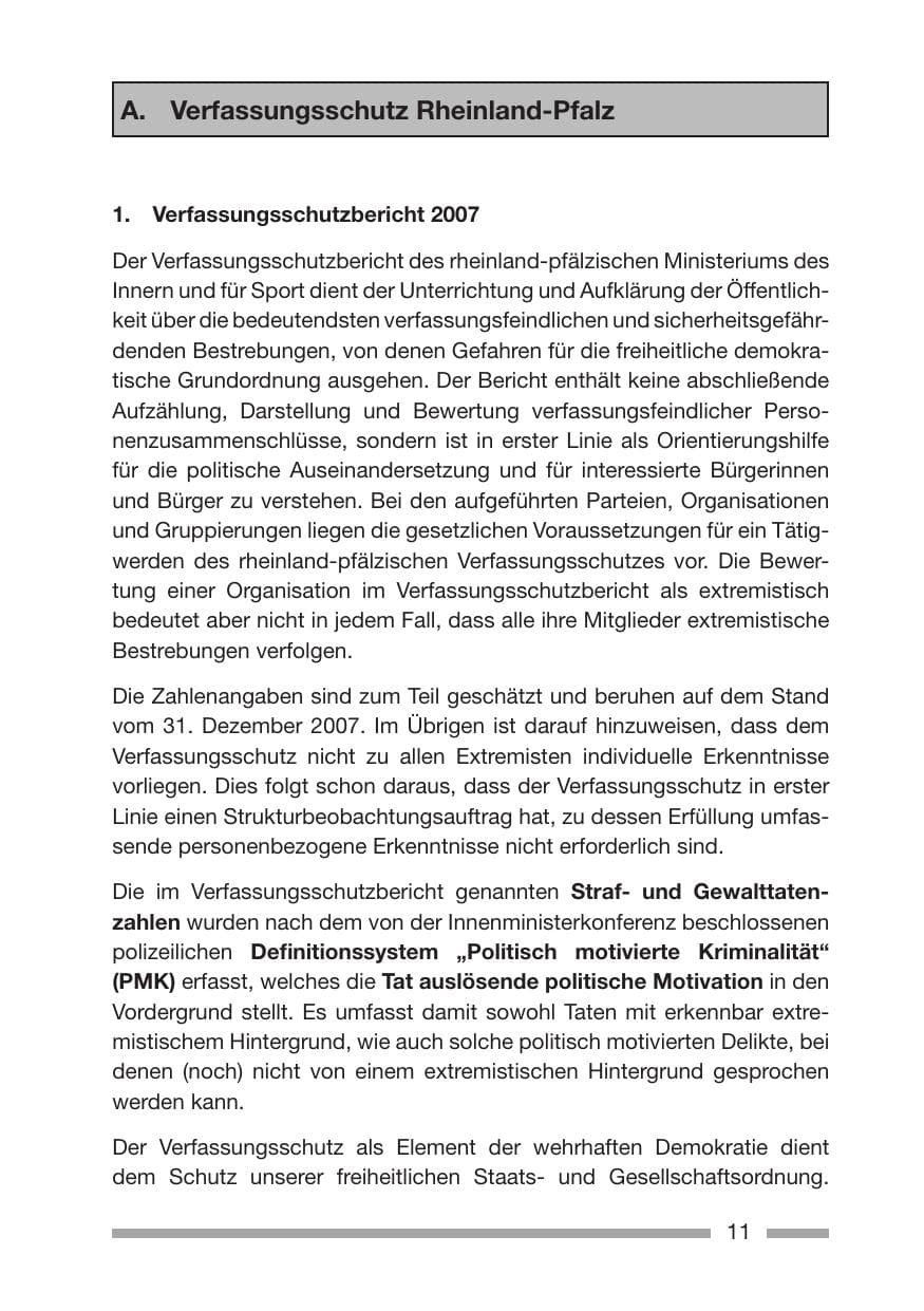 Seite 11 des Verfassungsschutzbericht 2007 Rheinland-Pfalz