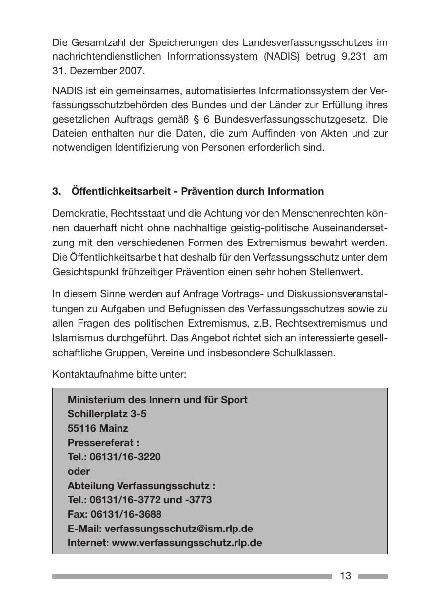 Seite 13 des Verfassungsschutzbericht 2007 Rheinland-Pfalz