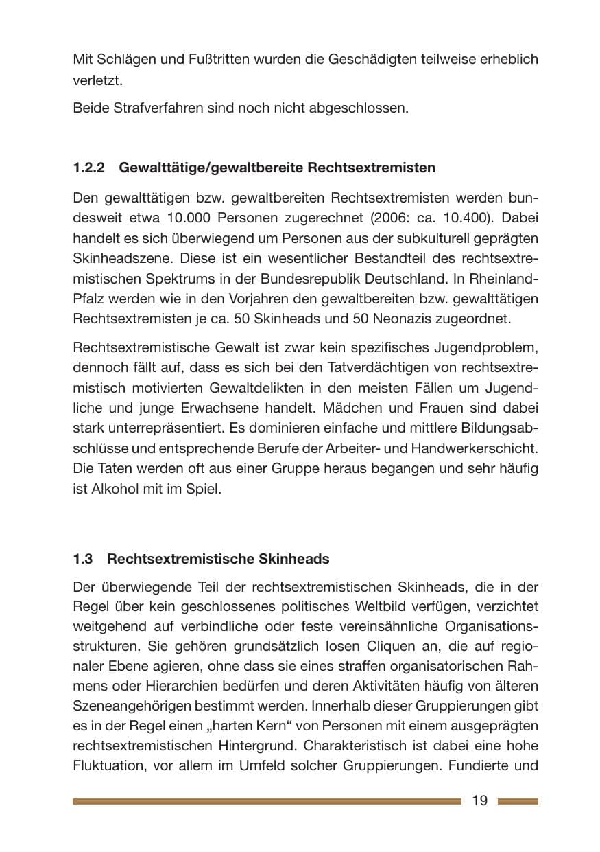 Seite 19 des Verfassungsschutzbericht 2007 Rheinland-Pfalz