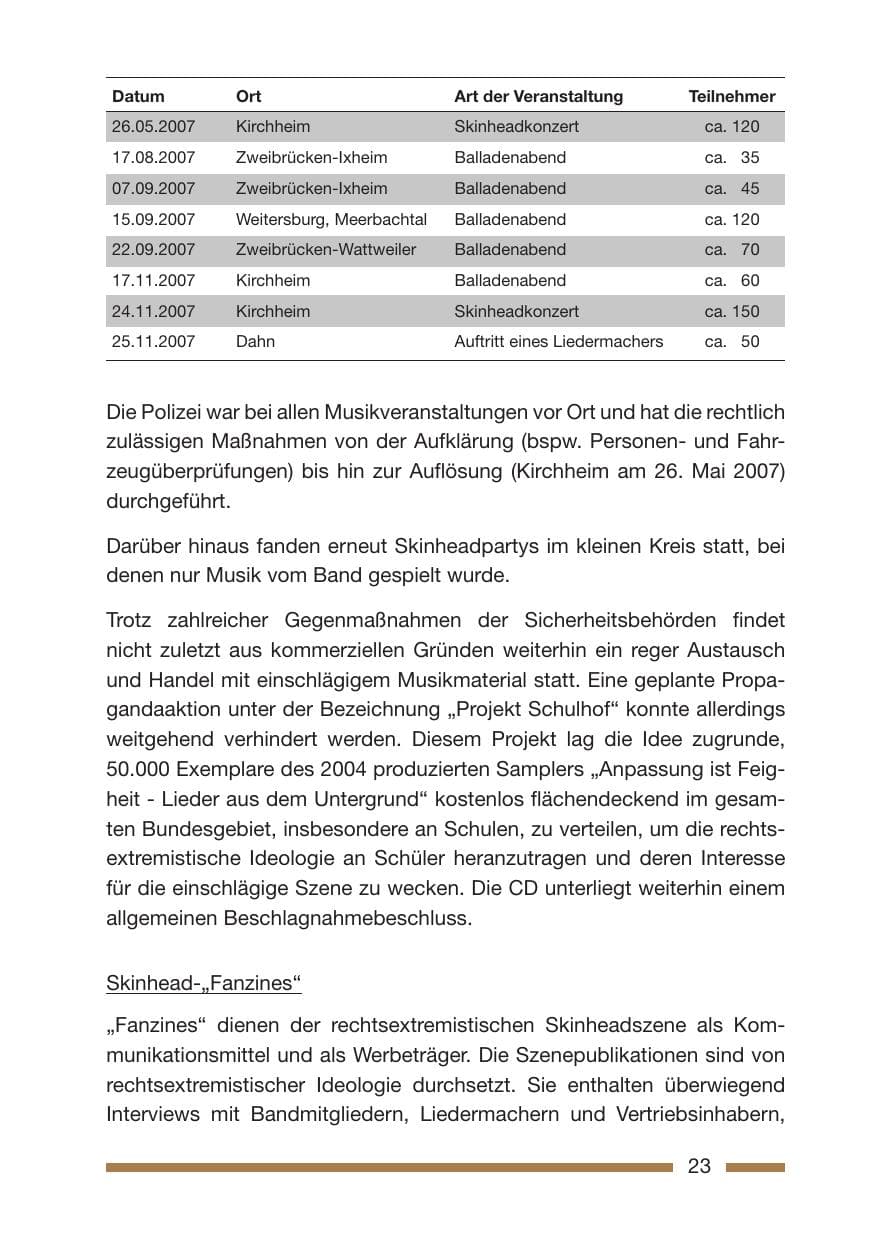 Seite 23 des Verfassungsschutzbericht 2007 Rheinland-Pfalz