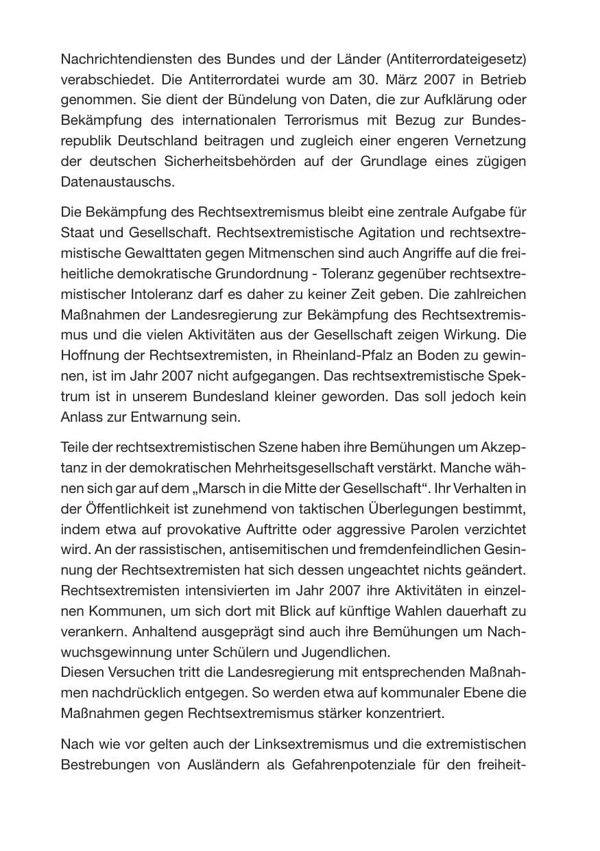 Seite 4 des Verfassungsschutzbericht 2007 Rheinland-Pfalz
