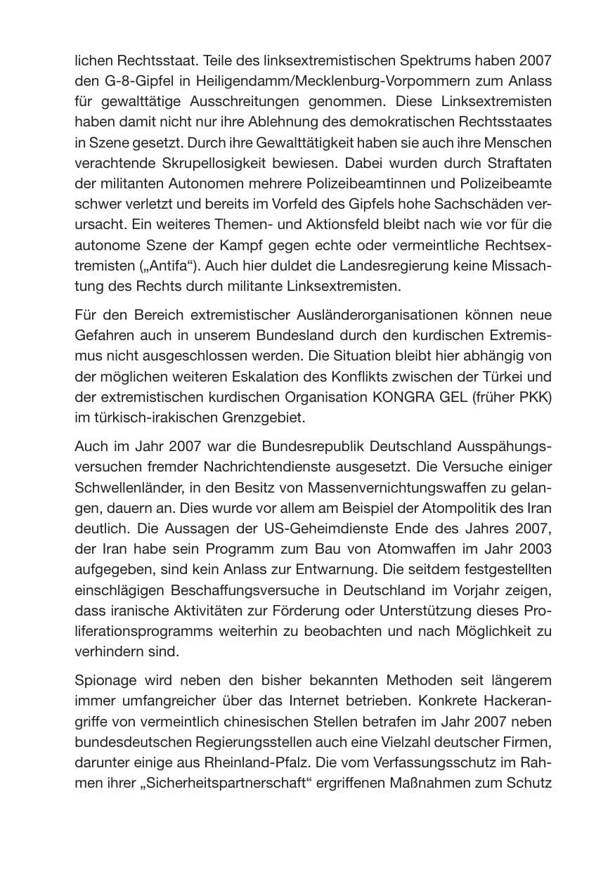Seite 5 des Verfassungsschutzbericht 2007 Rheinland-Pfalz