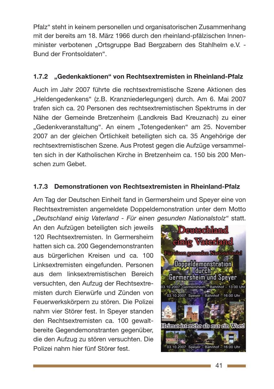 Seite 41 des Verfassungsschutzbericht 2007 Rheinland-Pfalz