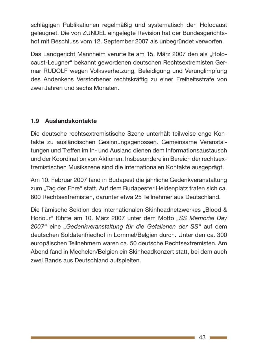 Seite 43 des Verfassungsschutzbericht 2007 Rheinland-Pfalz