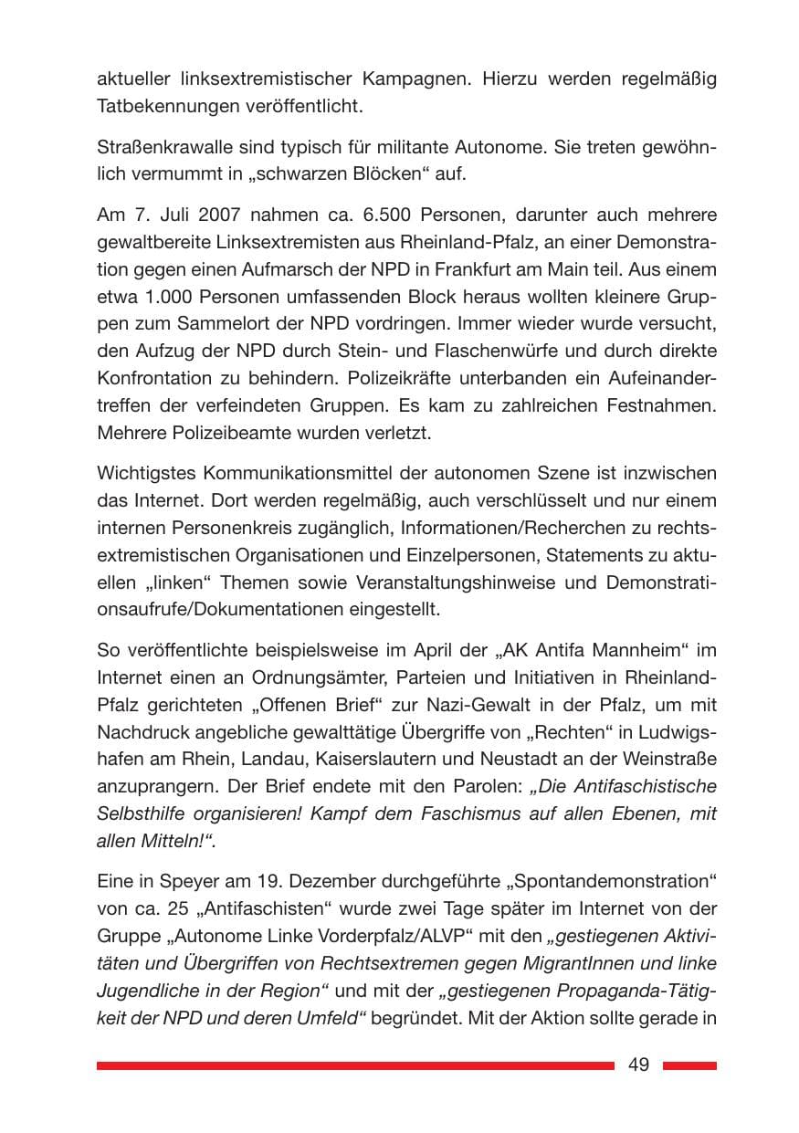 Seite 49 des Verfassungsschutzbericht 2007 Rheinland-Pfalz
