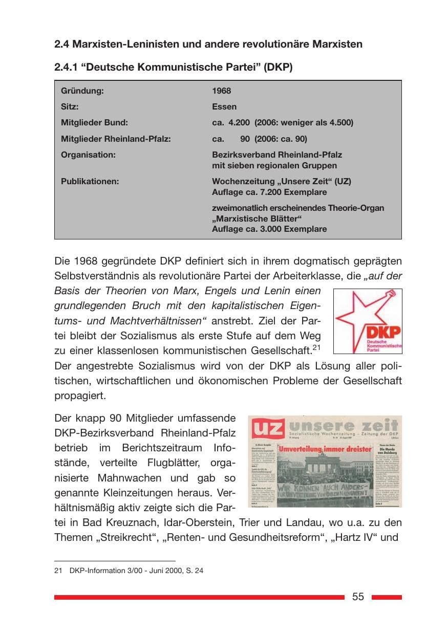 Seite 55 des Verfassungsschutzbericht 2007 Rheinland-Pfalz