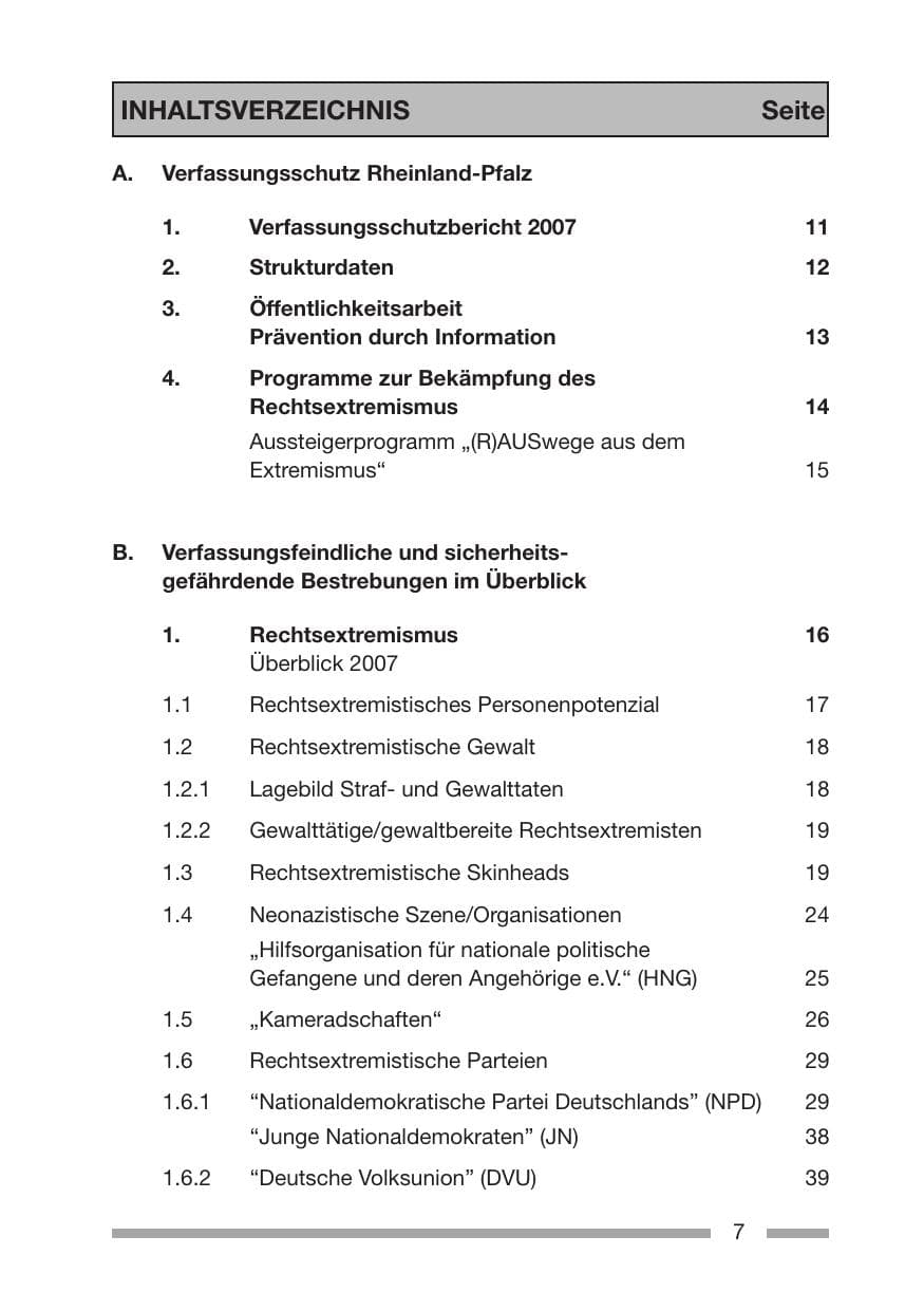 Seite 7 des Verfassungsschutzbericht 2007 Rheinland-Pfalz