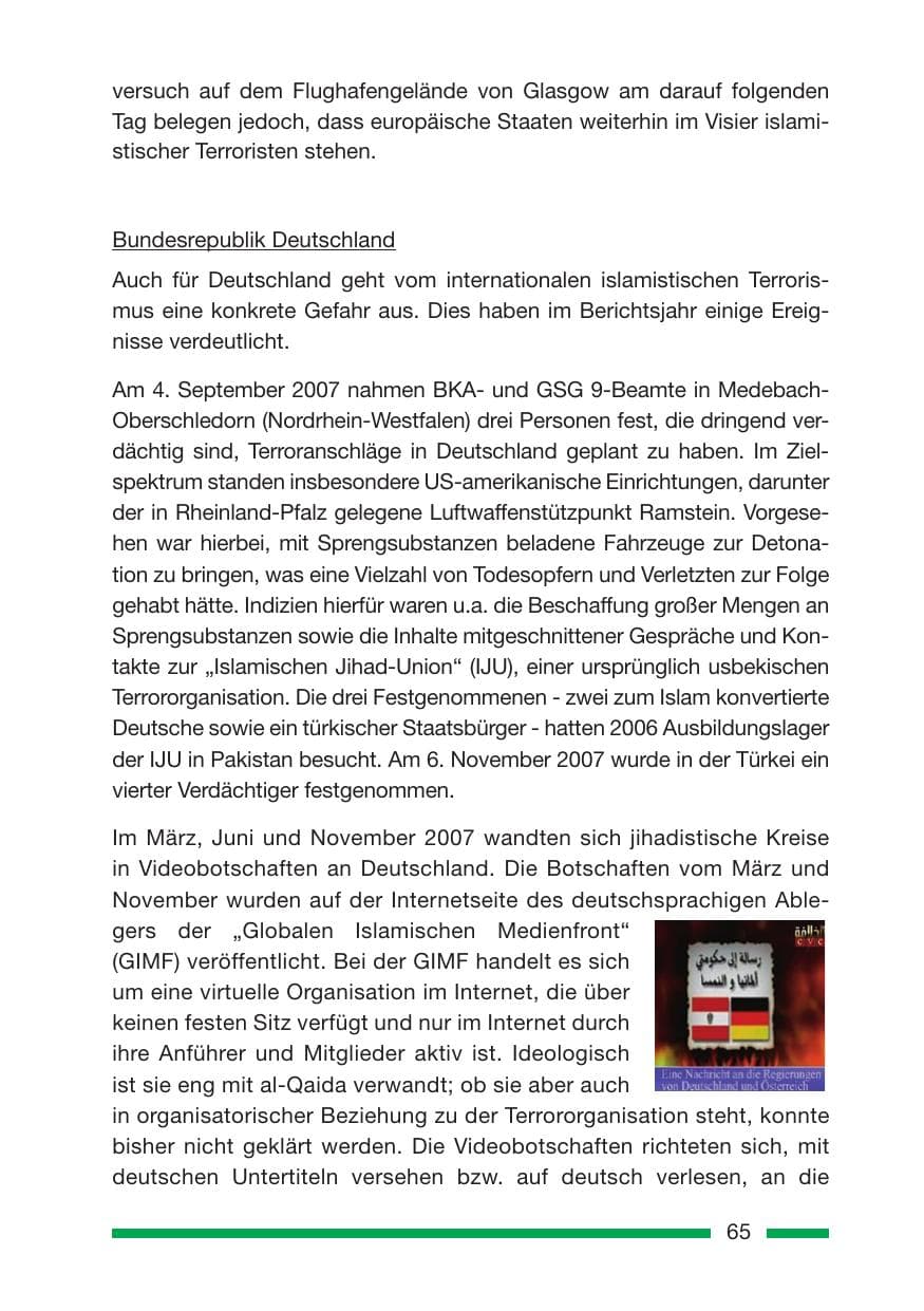 Seite 65 des Verfassungsschutzbericht 2007 Rheinland-Pfalz