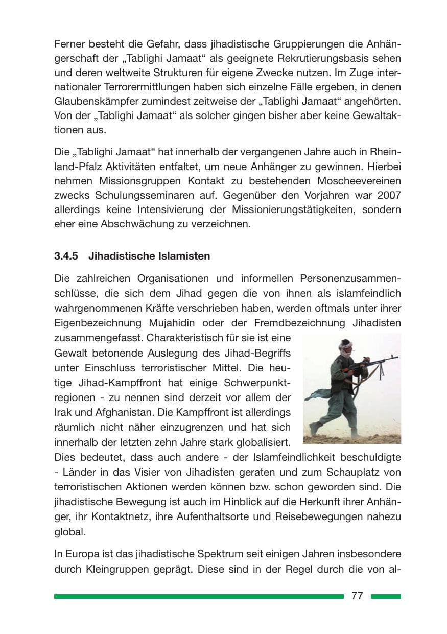 Seite 77 des Verfassungsschutzbericht 2007 Rheinland-Pfalz