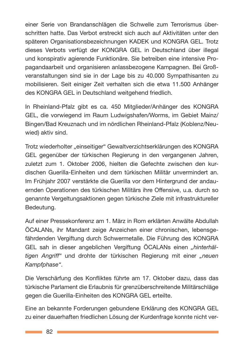 Seite 82 des Verfassungsschutzbericht 2007 Rheinland-Pfalz