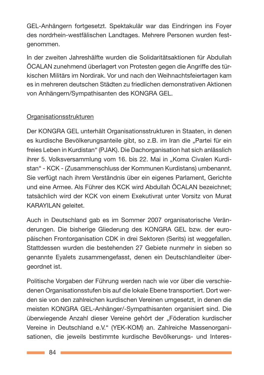 Seite 84 des Verfassungsschutzbericht 2007 Rheinland-Pfalz