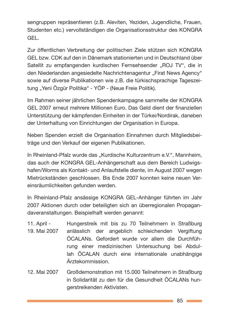 Seite 85 des Verfassungsschutzbericht 2007 Rheinland-Pfalz