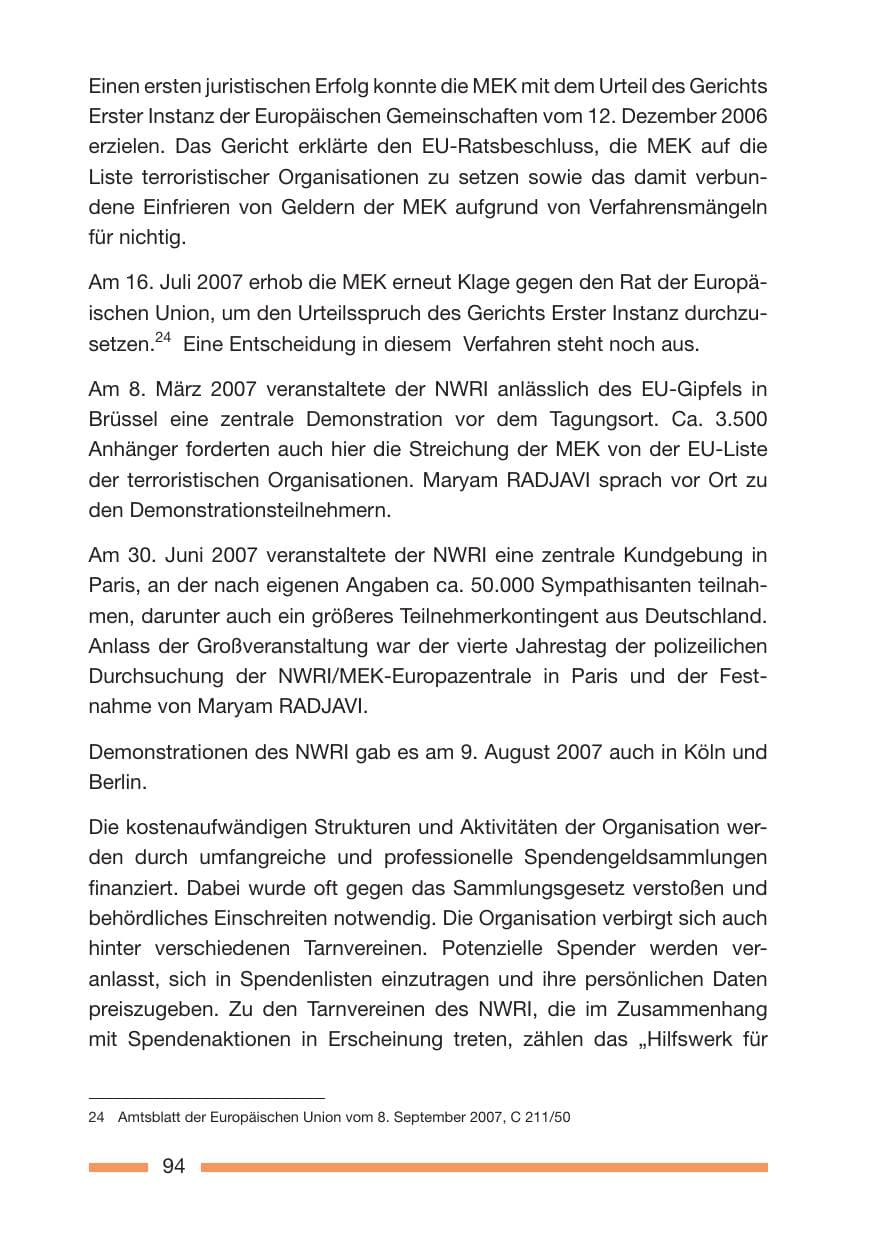 Seite 94 des Verfassungsschutzbericht 2007 Rheinland-Pfalz
