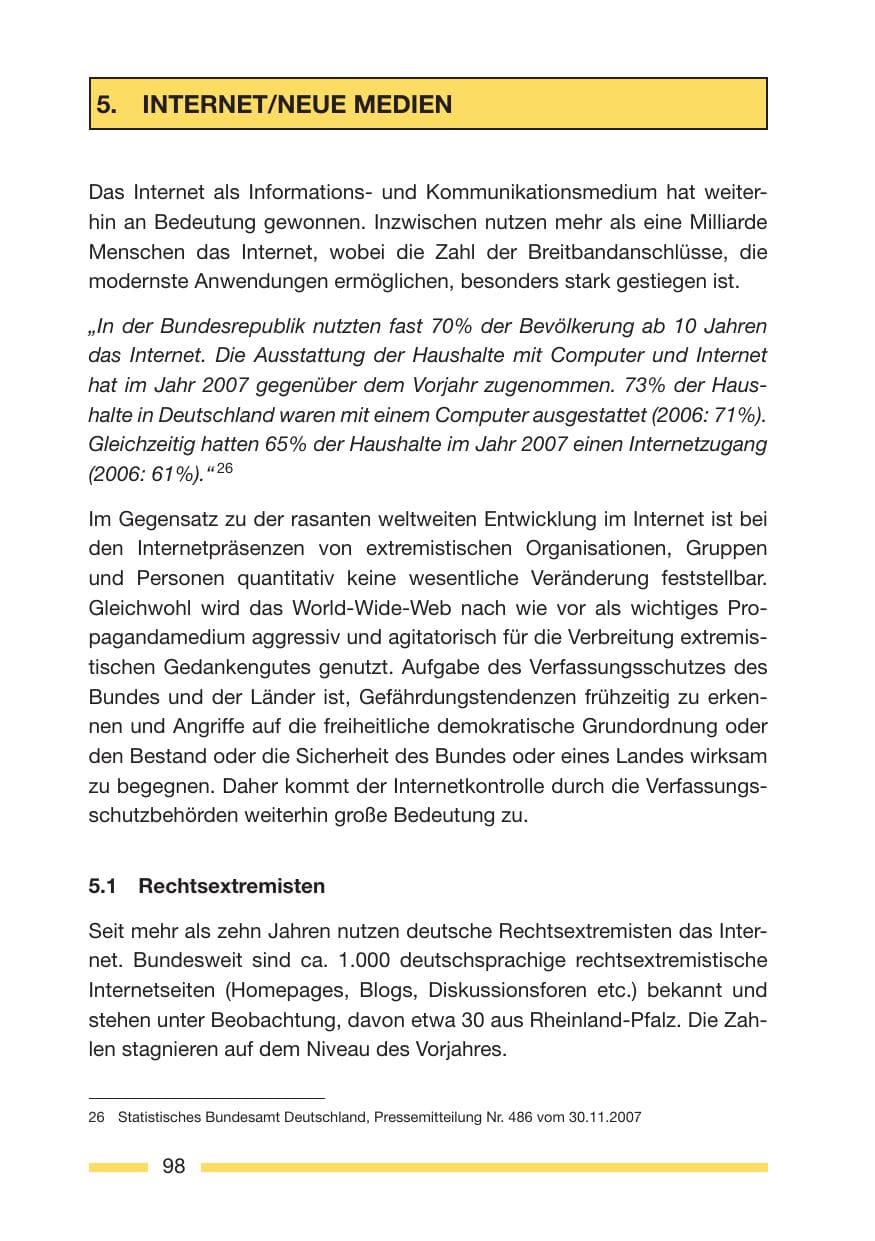 Seite 98 des Verfassungsschutzbericht 2007 Rheinland-Pfalz