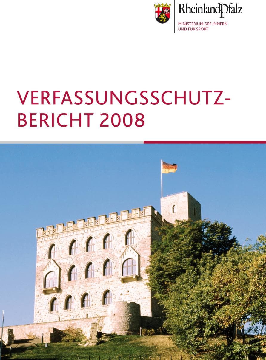 Seite 1 des Verfassungsschutzbericht 2008 Rheinland-Pfalz