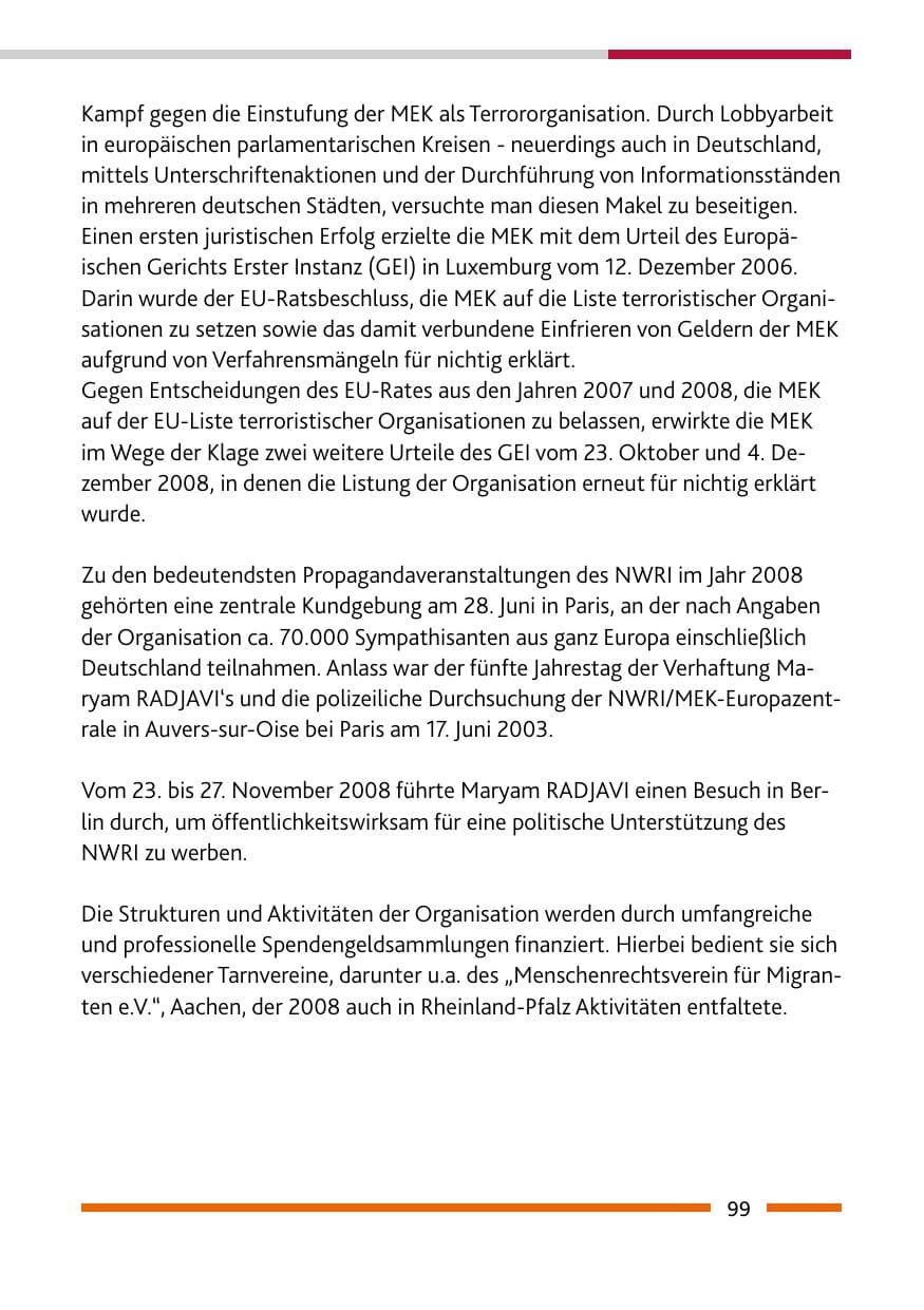 Seite 101 des Verfassungsschutzbericht 2008 Rheinland-Pfalz
