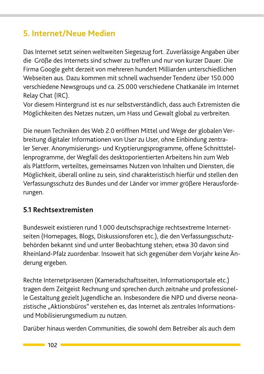 Seite 104 des Verfassungsschutzbericht 2008 Rheinland-Pfalz