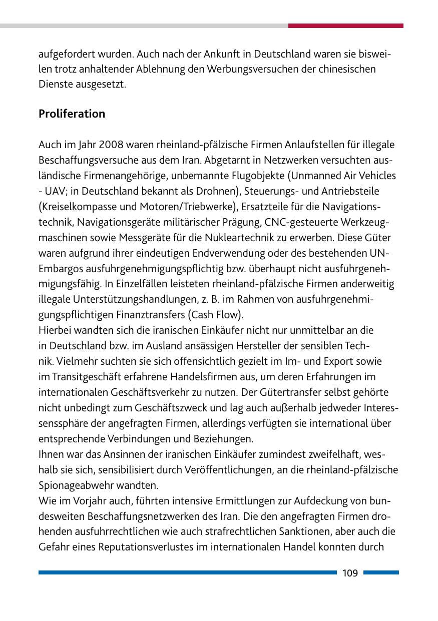 Seite 111 des Verfassungsschutzbericht 2008 Rheinland-Pfalz