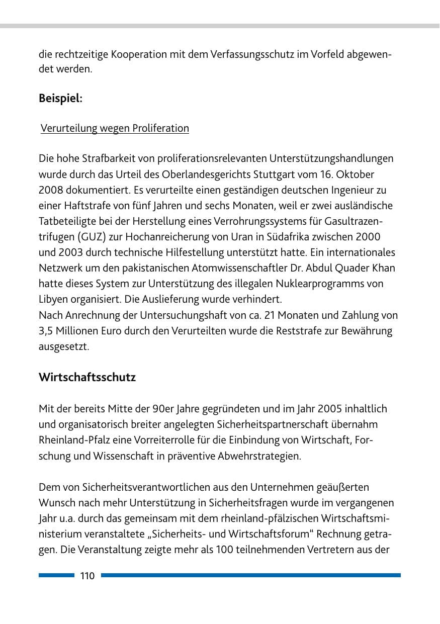 Seite 112 des Verfassungsschutzbericht 2008 Rheinland-Pfalz