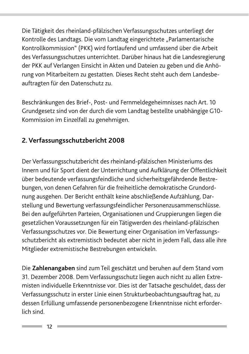 Seite 14 des Verfassungsschutzbericht 2008 Rheinland-Pfalz