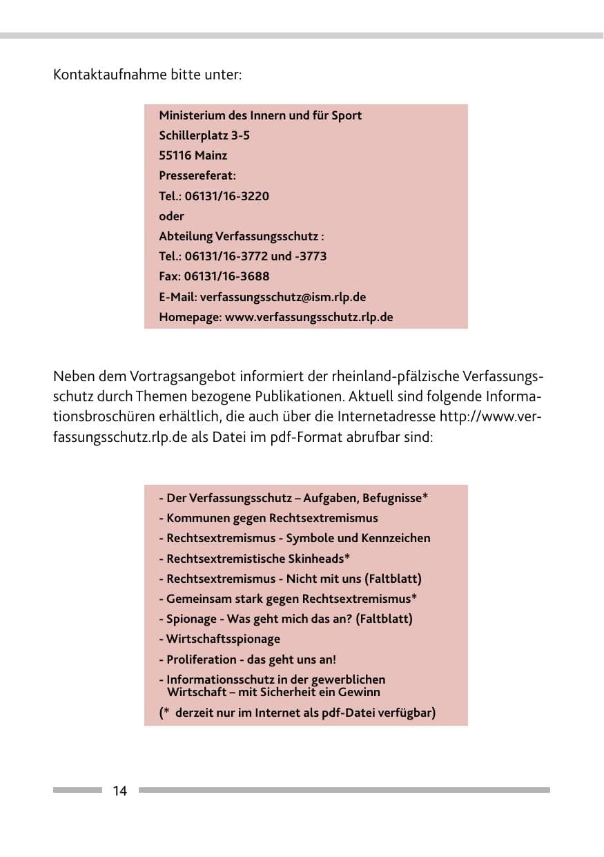 Seite 16 des Verfassungsschutzbericht 2008 Rheinland-Pfalz